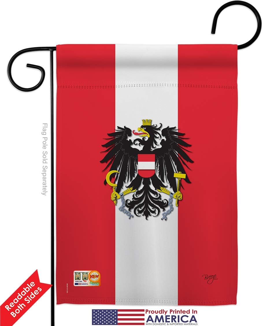 Austria Garden Flag Set with Stand Regional Nationality Nation International World Country Particular Area Small Decorative Gift Yard House Banner Double-Sided Made In USA 13 X 18.5