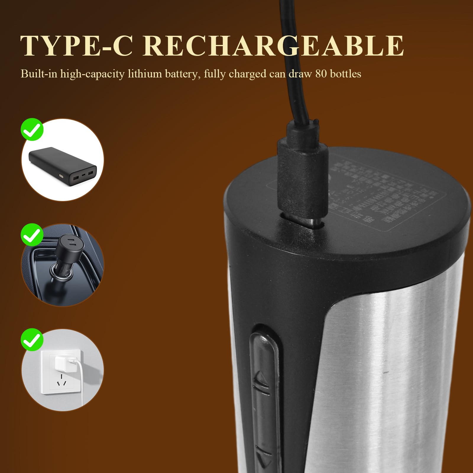 Abrebotellas de vino eléctrico, sacacorchos automático eléctrico recargable con cortador de papel de aluminio y cable de carga USB para Hogar,Bar y como Regalo,Plata