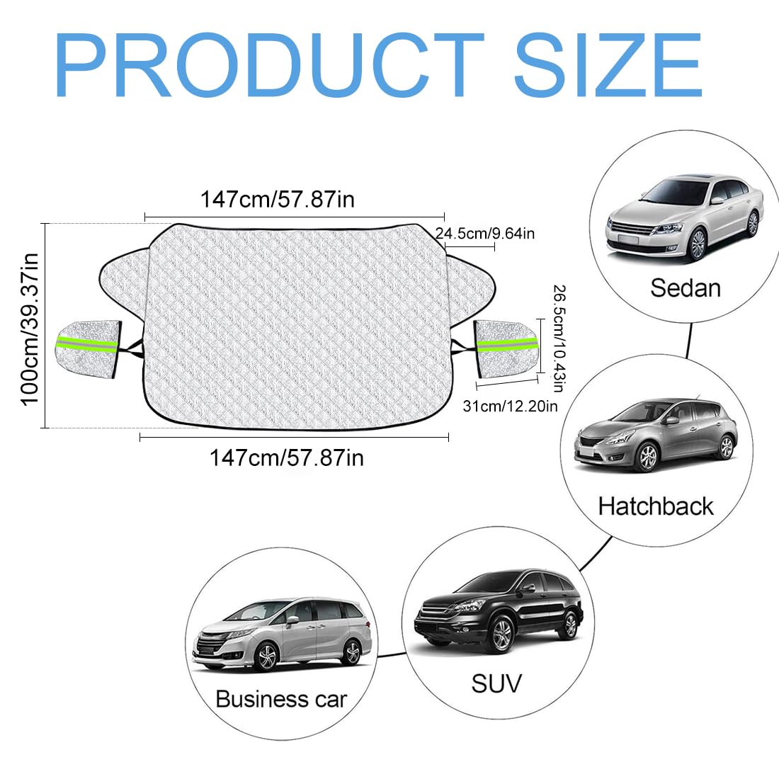 Copertura Parabrezza Auto 230x145cm - Telo Antigrandine, Antigelo, Per Tutte Le Stagioni - Foto 5