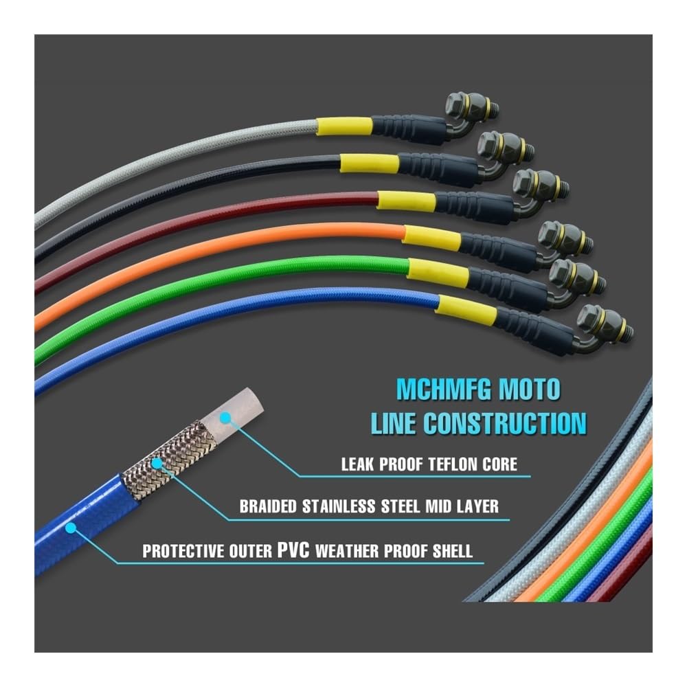 1800mm - Tuyau De Frein Tressé Hydraulique En Acier Inoxydable Pour