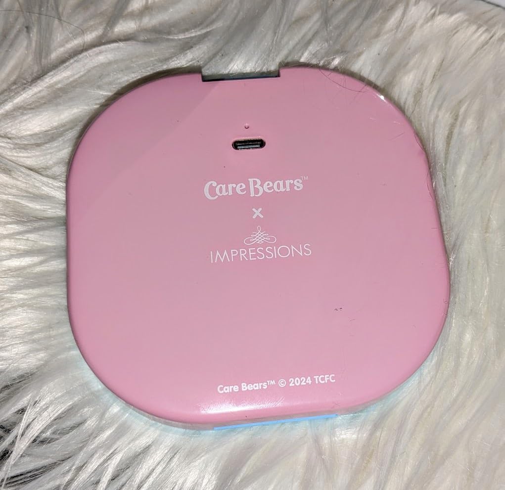 IMPRESSIONS VANITY · COMPANY Impressions Vanity Care Bears LED Compact Mirror for Purse, Lighted Travel Makeup Mirror with 3X Magnification, Auto Shut Off Daylight LED Lighting, Adjustable Brightness and Touch Sensor (Blue/Pink)