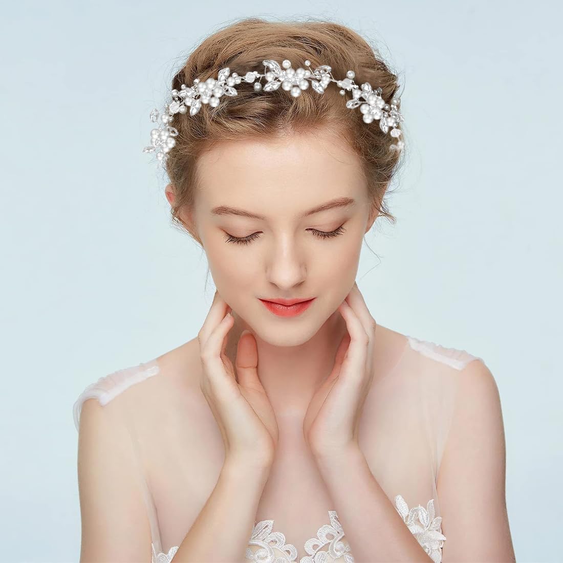 ZORVUJI Couronne De Fleurs Pour Fille – Perles Et Fleurs Artificielles – Accessoire Communion, Baptême, Mariage (Doré)