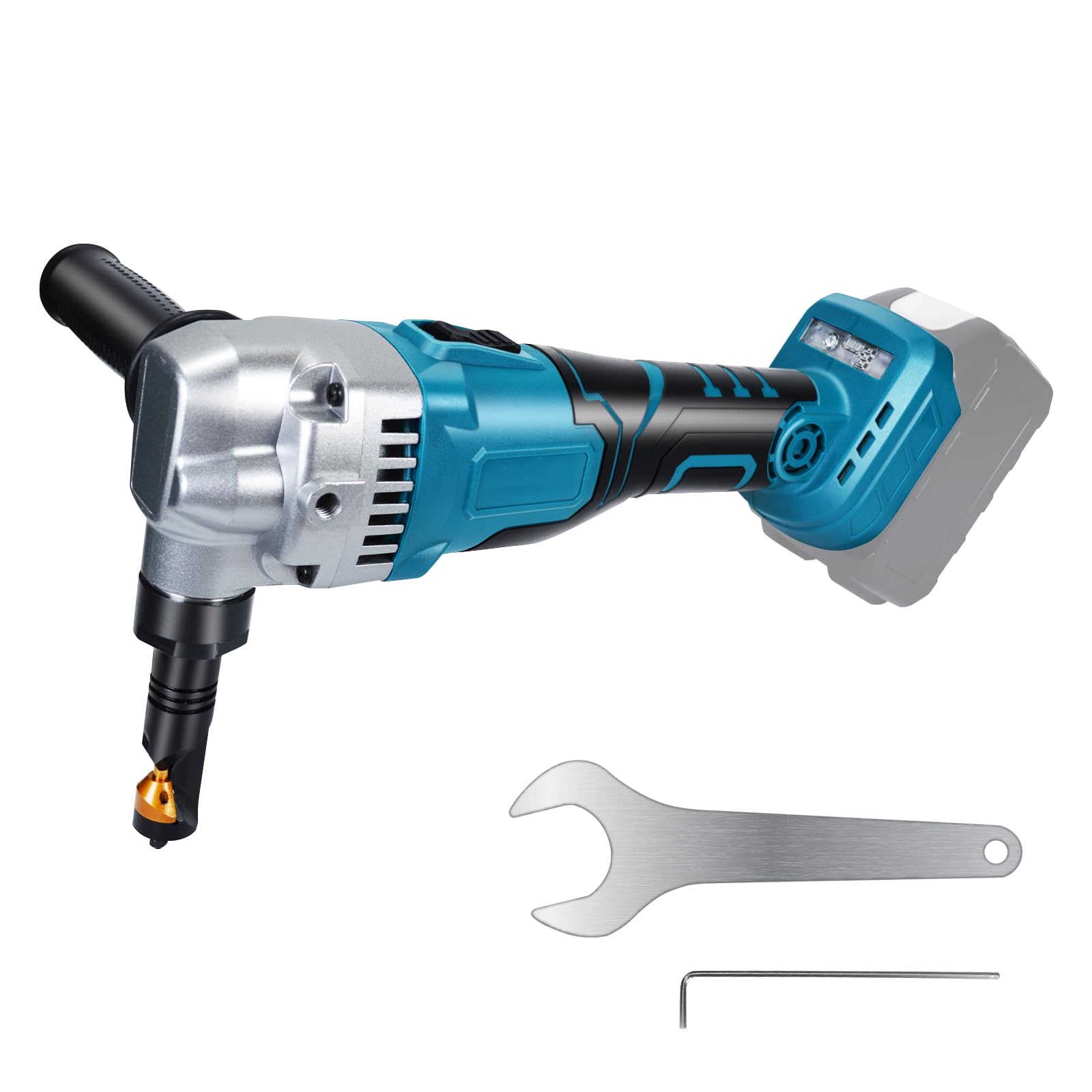 Grignoteuse de Métal Sans Fil Compatible Makita 18V, Cisaille à Métaux Électrique Sans Balais 3 Étages pour Acier Inoxydable, Aluminium