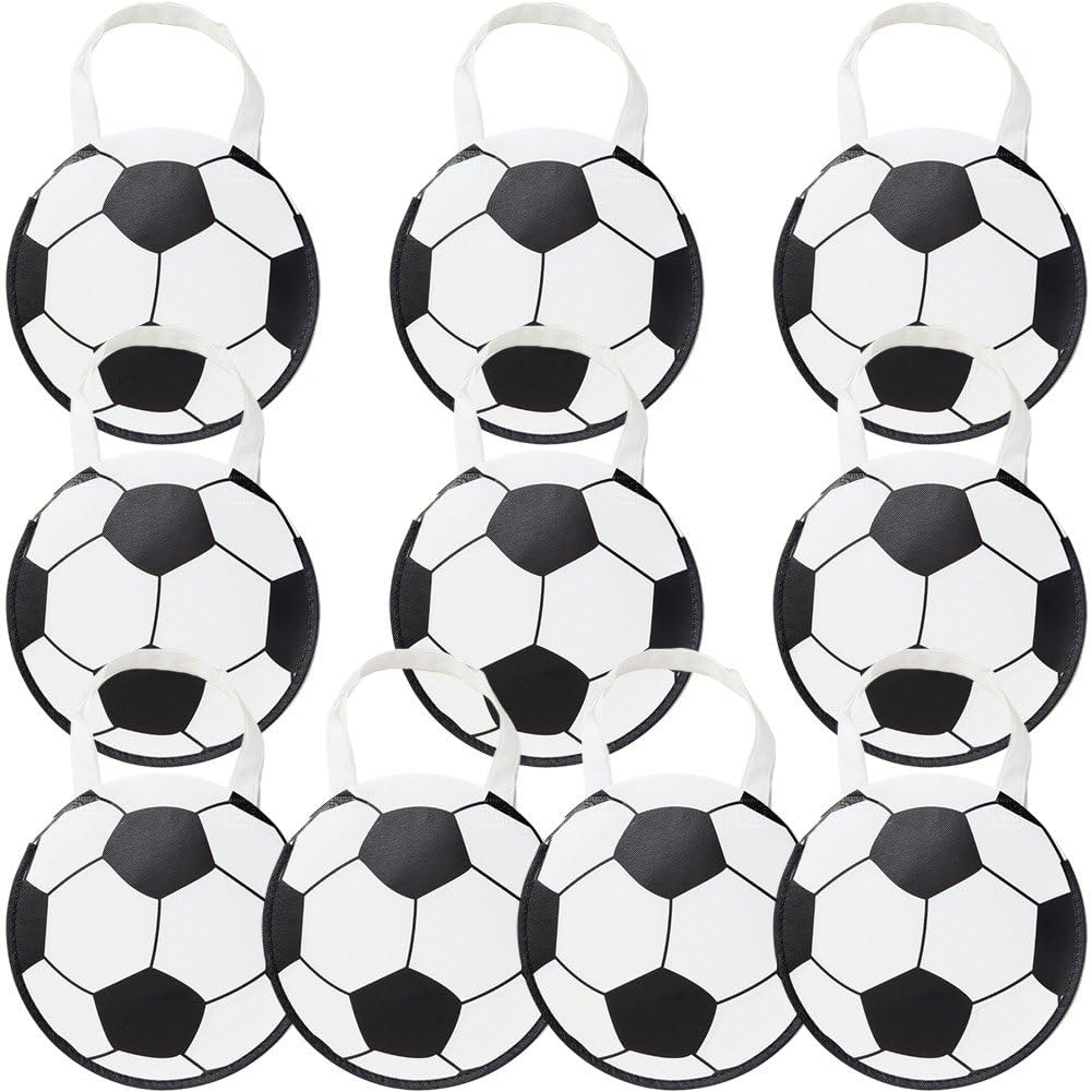 Danlai 10 Pcs Non Woven Party Favor Bags, Football Ball Themed Pouch for Candy Snack Birthday Party Daily Supply Storage