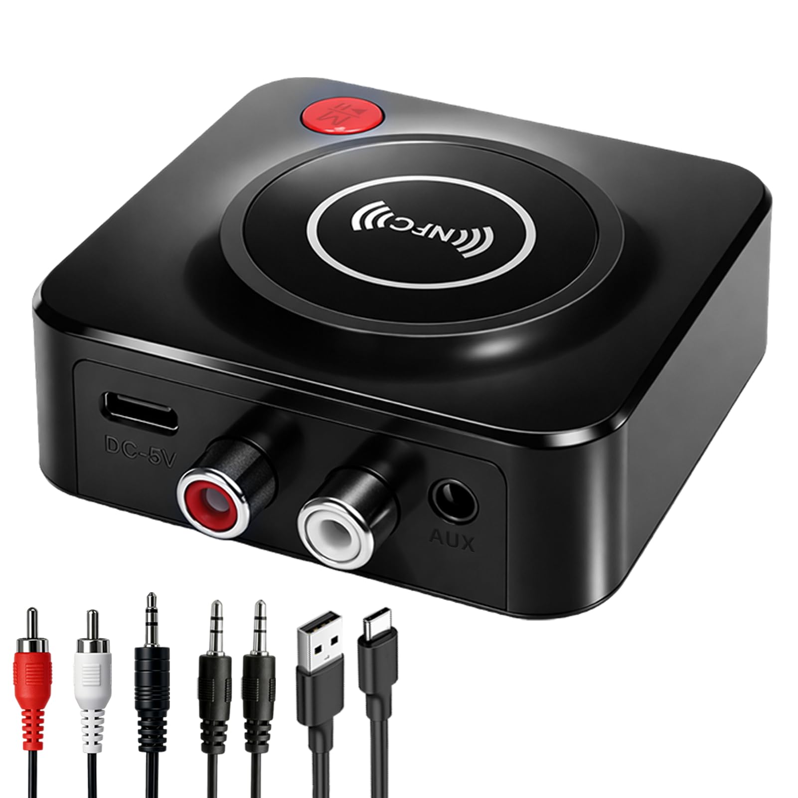 Receptor Bluetooth 5.1 HiFi con Salida AUX 3.5mm/RCA, Adaptador de Audio Inalámbrico con Modo de Graves, Conexión Dual para Estéreo, Altavoces y Amplificadores, Música Inalámbrica — view 7