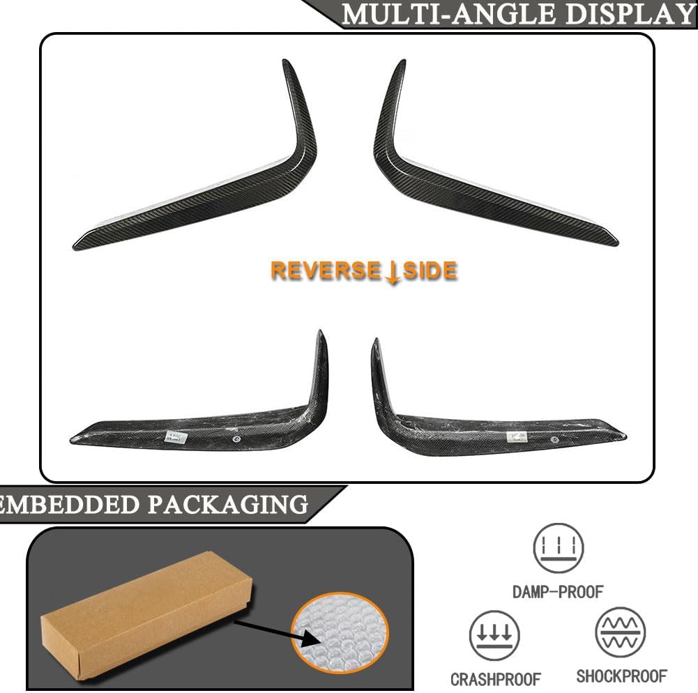 MCARCAR KIT Front Bumper Vent fits BMW 5 Series G30 520i 530i 540i M550i M Sport Sedan 2017-2019 Factory Outlet Carbon Fiber CF Fog Lamp Grill Air Fender Scoop Spoiler Canard Winglets Splitter Cover