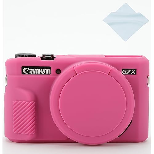 G7X Mark II Camera Case, G7X Removable Lens Cover Silicone Cover for Canon PowerShot G7X ii, G7X Accessories, Lightweight Rubber Soft Silicone Case - Rosered