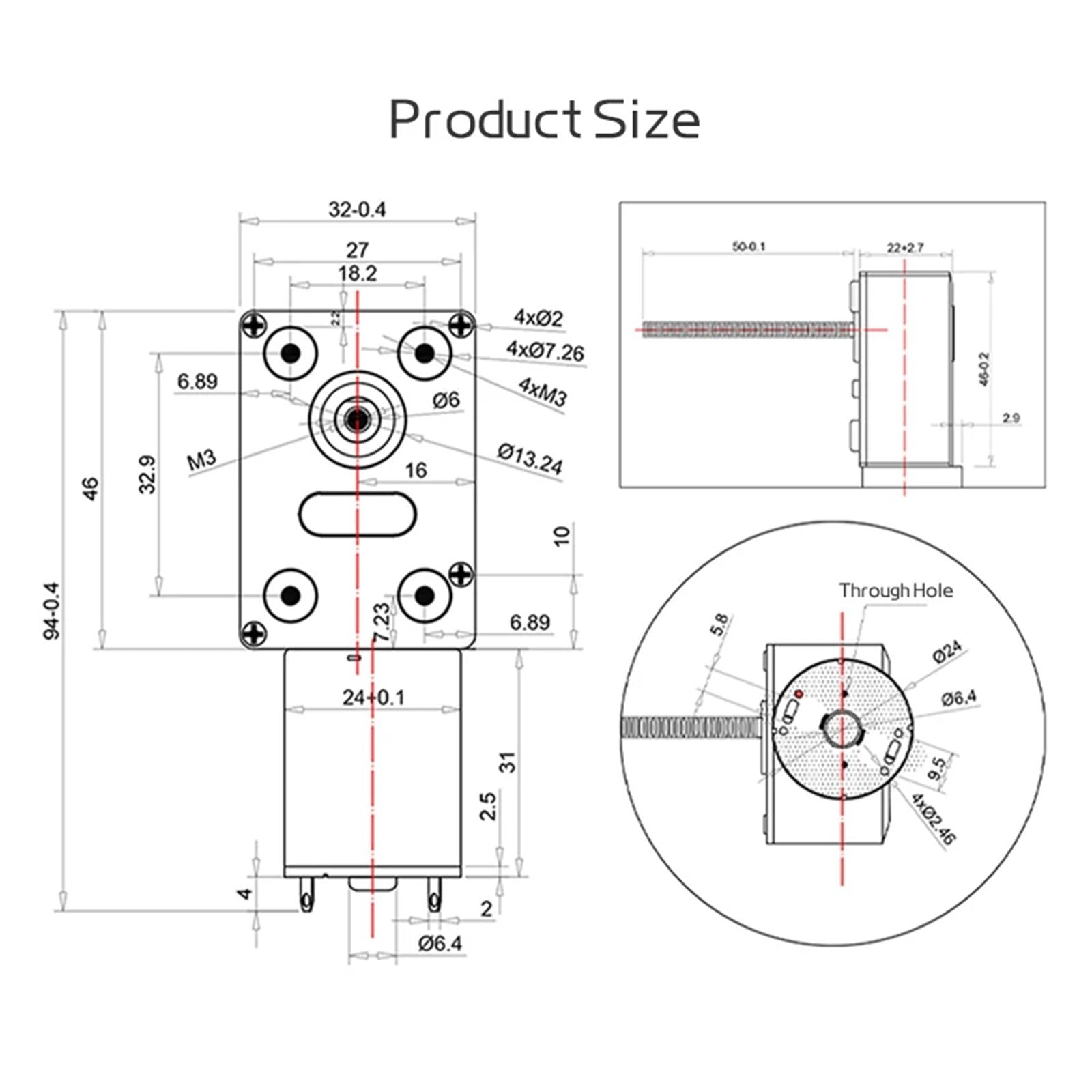 JGY370-M6 small worm gear reduction motor 6V~24V/1~375RPM shaft length 50MM adjustable forward and reverse worm gear reduction motor(10RPM_24V SINGLE MOTOR)