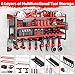 POKIPO Upgrade Large power tool organizer Wall Mount,4 Layers Heavy Duty Metal Loads 400lbs Power Tool Hanger Shelf Battery Storage with 8 Cordless Drill Bit Holder,Utility Racks for Garage Tool Room