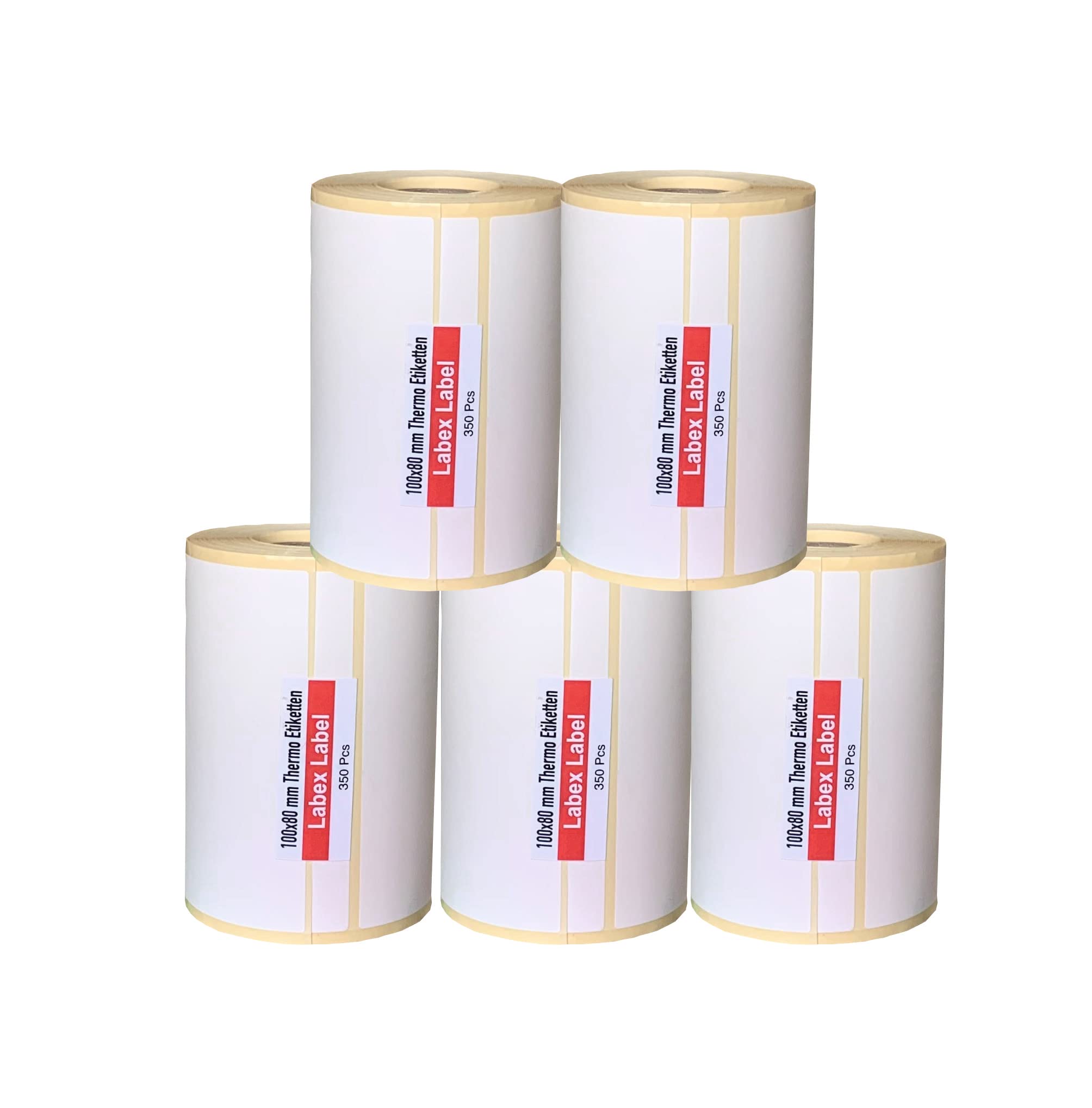 Rouleau Etiquette Thermique 100x80 mm | Étiquette Thermique Direct | Étiquettes Thermiques Adhésives - 5 Rouleaux - 1750 Étiquettes Professionnelles
