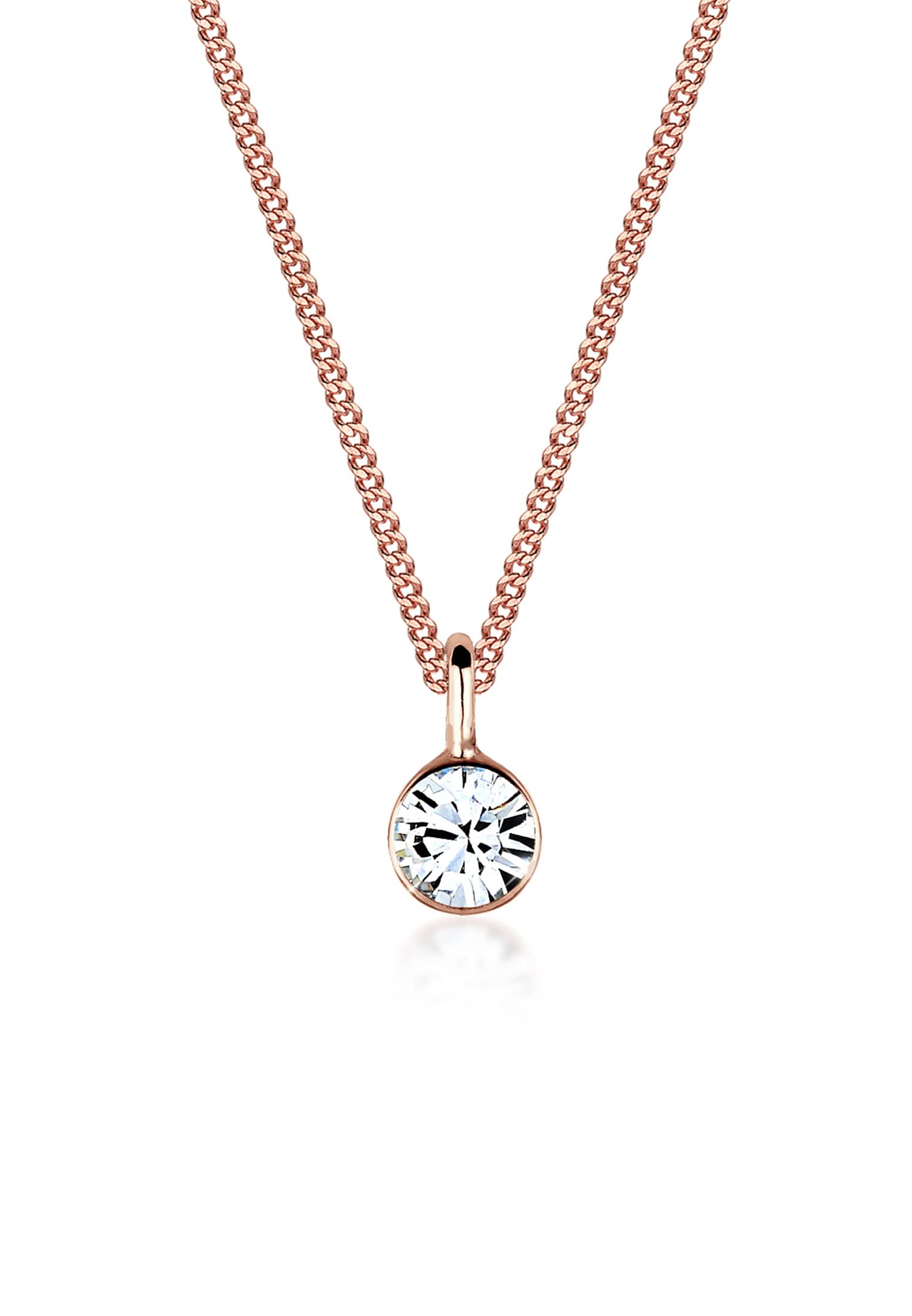 Elli Necklace Solitaire Crystals 925 Silver Rosegold Plated