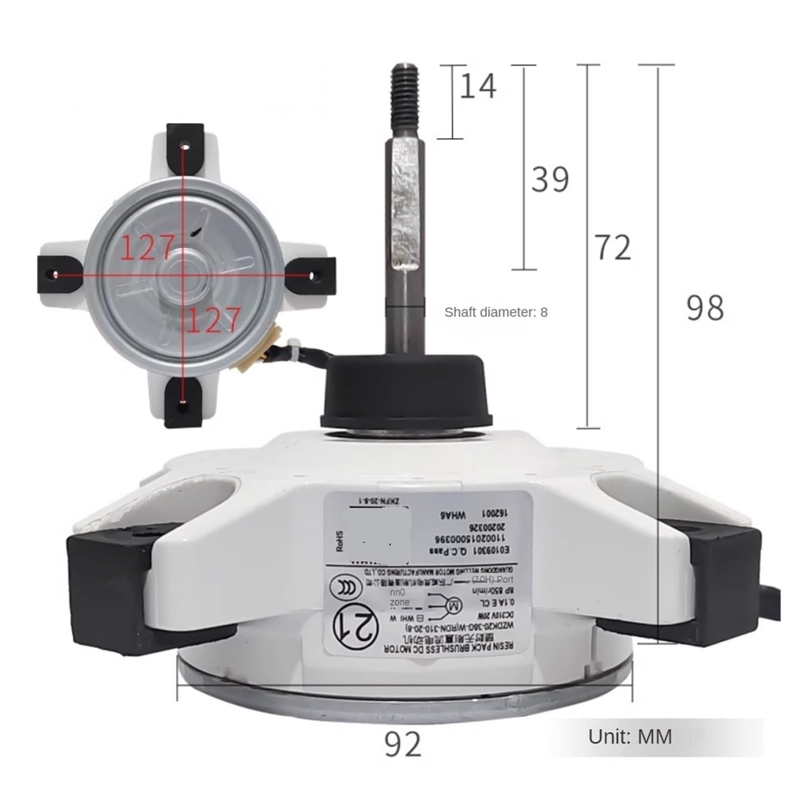 Motore, Compatibile Con Midea, Motore Del Ventilatore CC for Unità Esterna Del Condizionatore D'aria WZDK20-38G-W DC310 20 W RDN-310-20-8 Parti Condizionanti