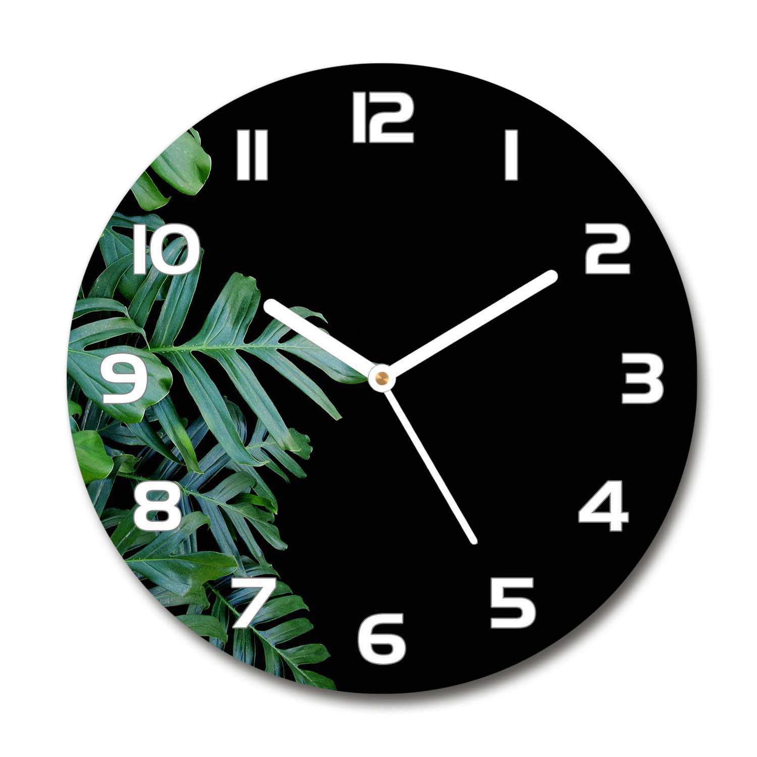 Horloge en Verre Tulup 60x60cm Motif Monstera pour Salon Design et Lumineux
