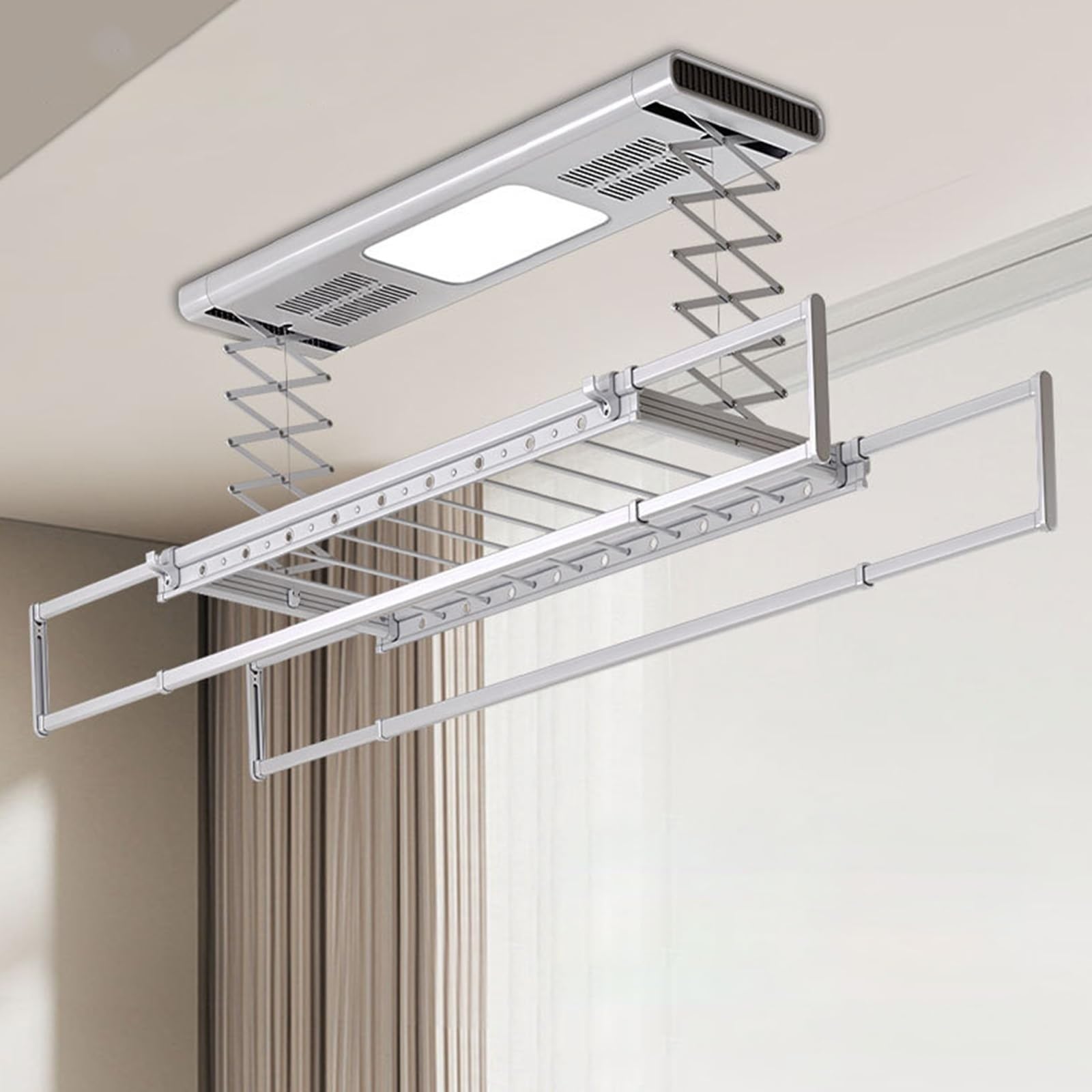Cedoto elettrico a soffitto Creatrice di asciugatura con luce remota e LED, linea di lavanderia retrattile, lega di alluminio di carico di 45kg, altezza regolabile per il balcone, organizzatore di spa