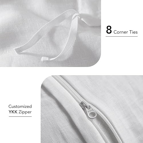 Miniatura 4 de DAPU Juego de funda nórdica 100% lino y sábana bajera ajustable 100% lino