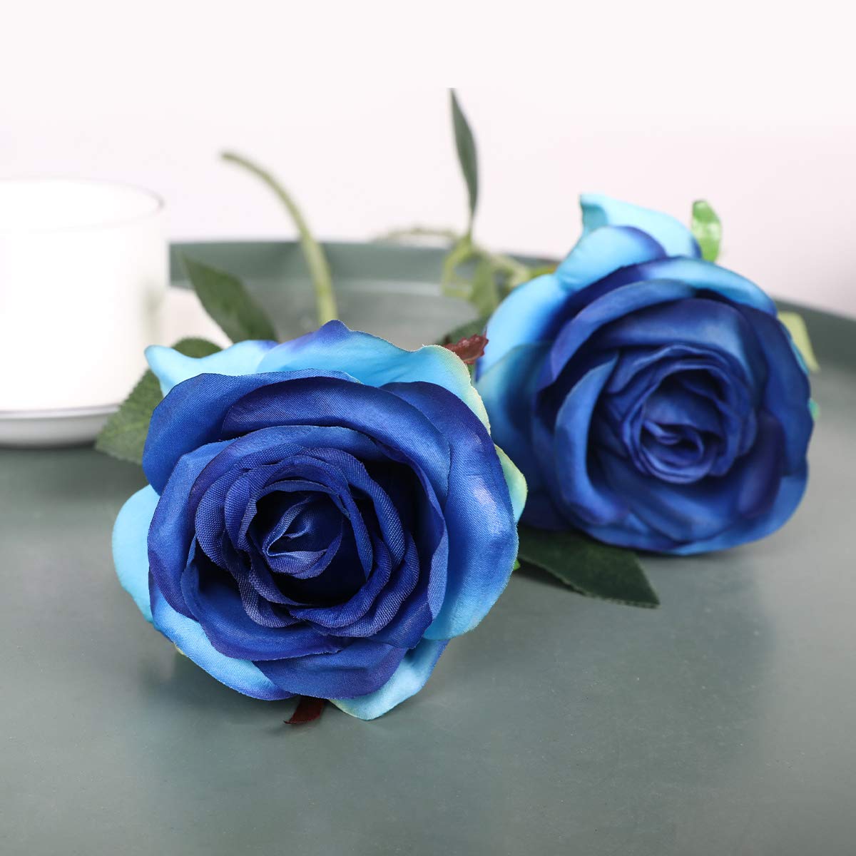 Kisflower 12 stuks rozen kunstbloemen nep zijde roos bloemen realistische enkele stengel bloem boeket voor bruiloft feest kantoor woondecoratie (champagne