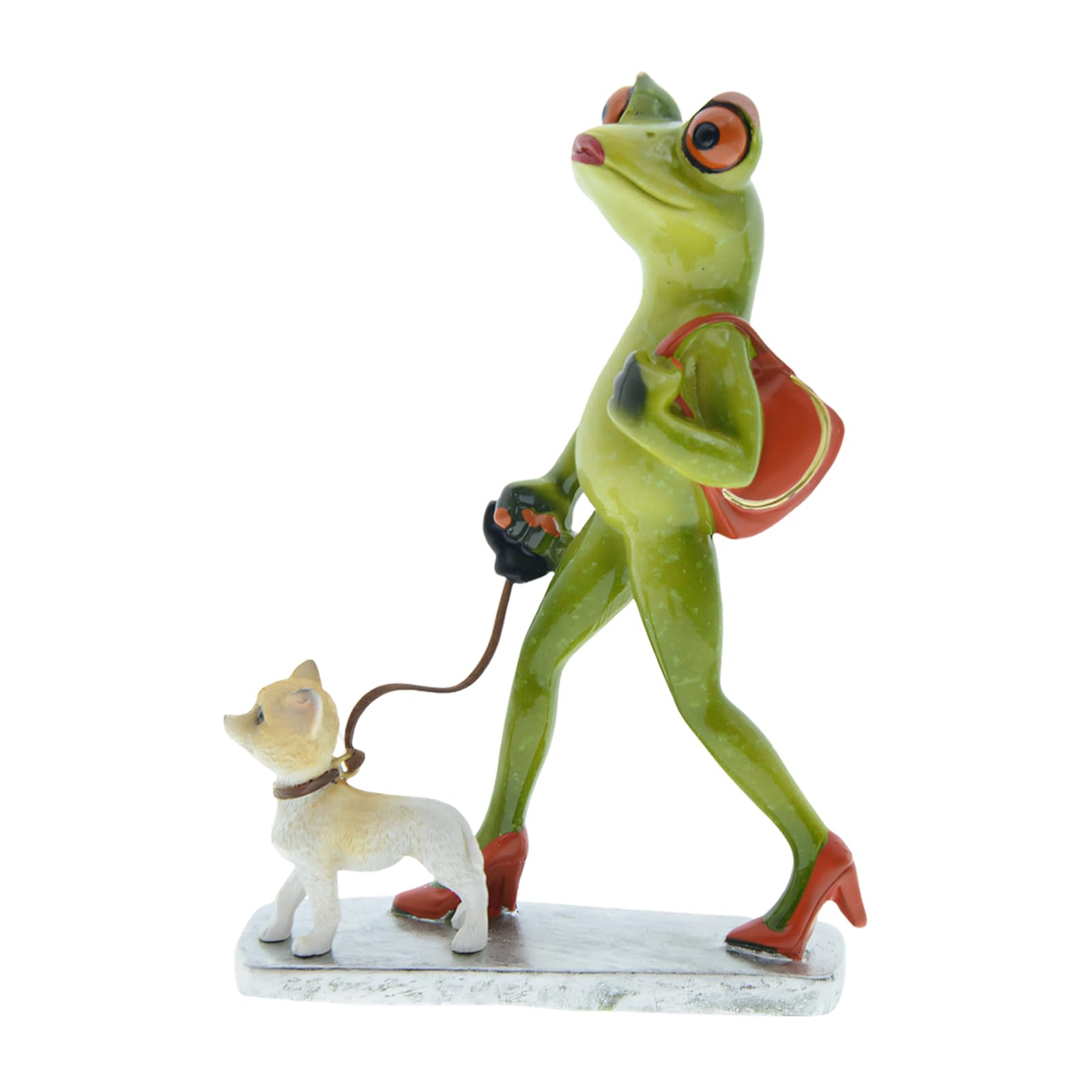 Shntig Eye Catching Frogs with Dog Resin Sculpture Fashion Animal Statue Modern Resin Animal Decoration for Living Room Funny Frogs Dog Figurine Gift