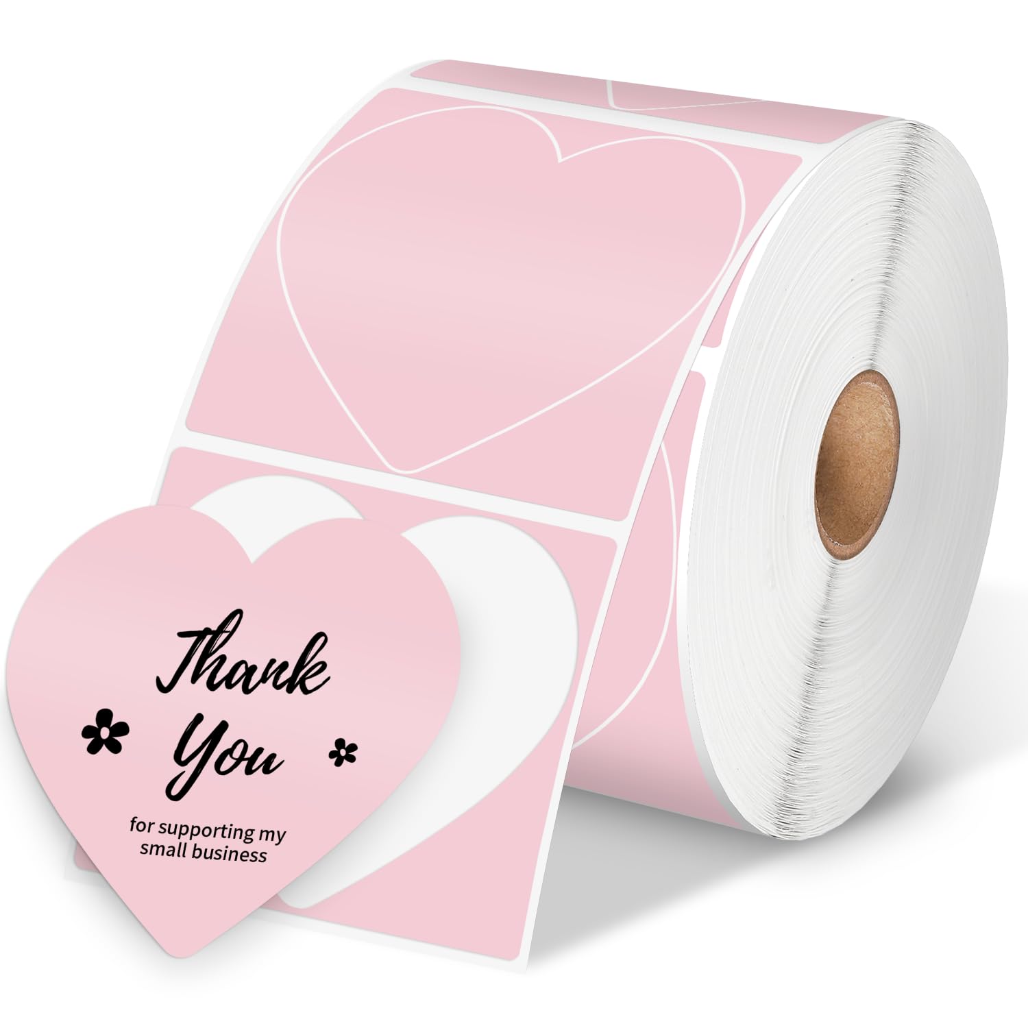 Phomemo 3” Color Circle Thermal Labels, Self-Adhesive Round Direct Sticker Label, Cute Pink Heart Stickers Roll for Custom Stickers Personalized & Business, 500 Pink Labels/Roll