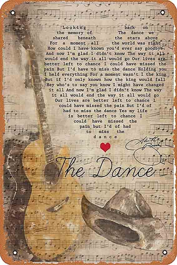 Garth Brooks The Dance Guitar Paper Prints Poster Wall Art funny Retro metal tin sign for Bars Garage Cafes Club bathroom room man cave Wall Decor 8×12in