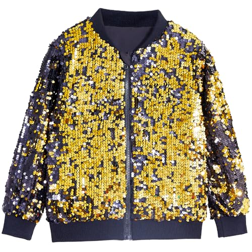 Image of YIYI Sequin Jackets for Girls Kids Boys Glitter Sparkle Bomber Varsity Birthday Party Shiny Outwear Clothes