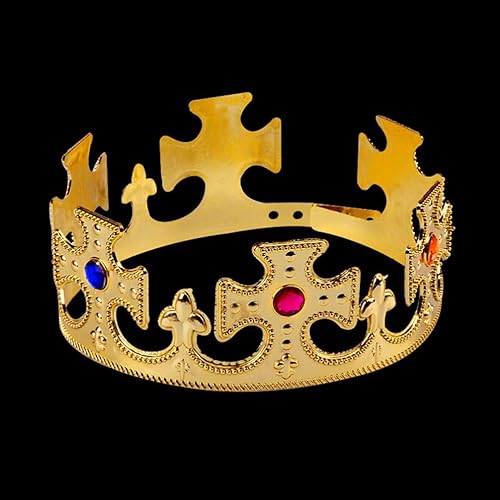 Miniatura 4 de Toyvian 2 piezas de corona de rey de plástico dorado, reyes y reinas, coronas con joyas reales, accesorio de disfraz de príncipe para Halloween