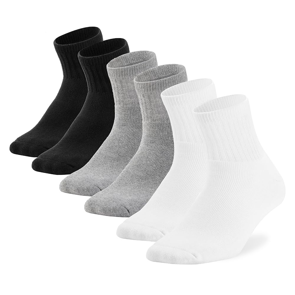 Womens Ankle Socks Full Cushioned Cotton Socks Anti-blister 6 Pairs 7-13