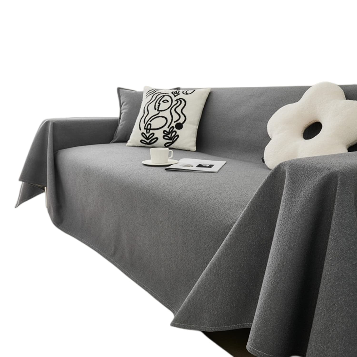 GUYIRT Waterproof Blanket, Throws for Sofas Large, 3 Seater Sofa Throw, Non Slip Couch Slipcover, Sofa Cover for Dogs, Ideal as Fabric Decoration-dark gray-190x260cm(74x102inch)