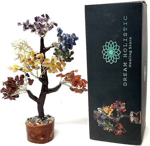 DREAM HOLISTIC Árbol de cristal, 7 piedras de chakra árbol de decoración, decoraciones de cristal para el hogar, fortuna y espiritual, árbol de