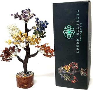 DREAM HOLISTIC Crystal Tree, 7 Chakra Tree Stones DÃ©cor Tree , Crystal Decorations for Home, Fortune, Spiritual Gifts Money Tree for Good Luck - 10 Inch Bonsai Trees