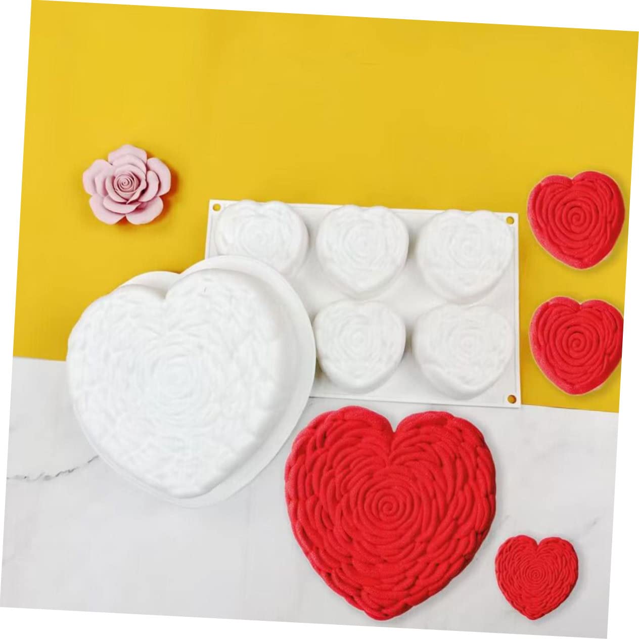 Alipis 4 Pièces moule rose d'amour Poêle en forme de Pâtisserie cube moule à gâteau moule cupcake moule à cupcake moules à chocolat en silicone moule de cuisson en silicone Gel de silice