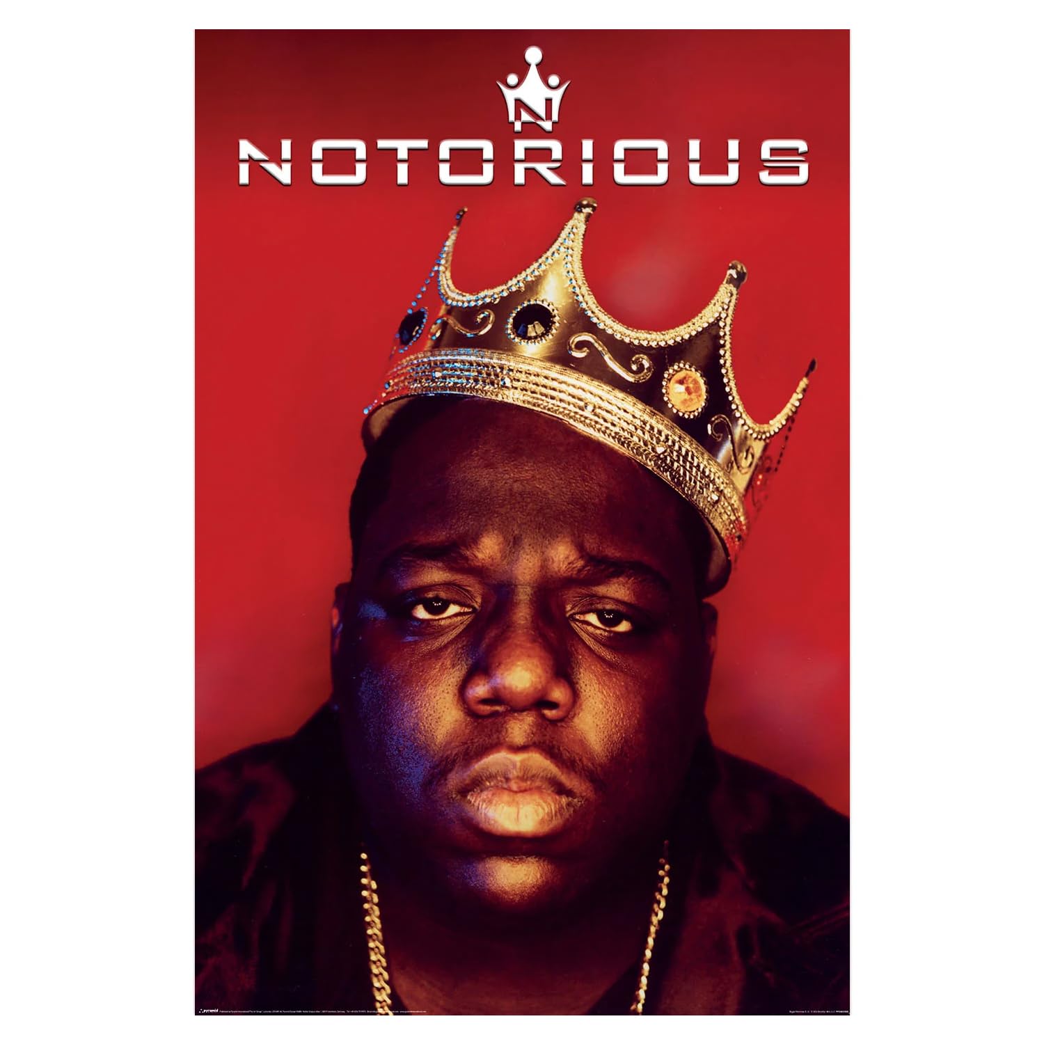 Pyramid International Notorious B.I.G. Poster with Crown, Red and Gold, 61 x 92 cm, Hip-Hop Classic Poster