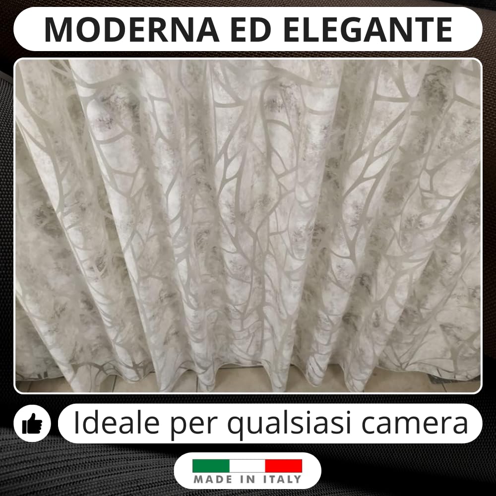 Tende Arredo Tessile - Tendoni per Salotto (L. 300cm H. 300cm) Tende per Interni Moderne Made in Italy Cucita Artigianalmente, Ideale come Tenda Camera da Letto, Cucina, Soggiorno, Cameretta (Grigio)