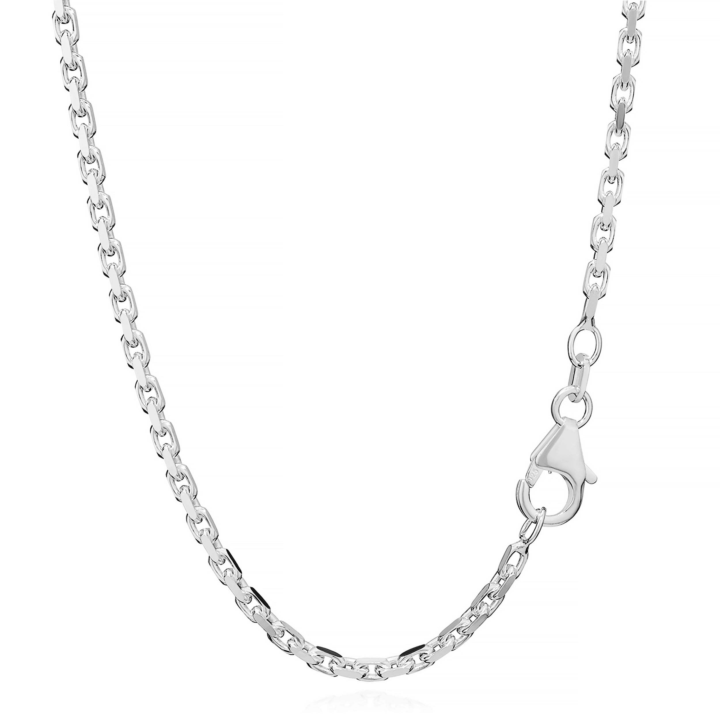 NKlaus Massive Ankerkette Collier 925 Silberkette Diamantiert 1,8mm