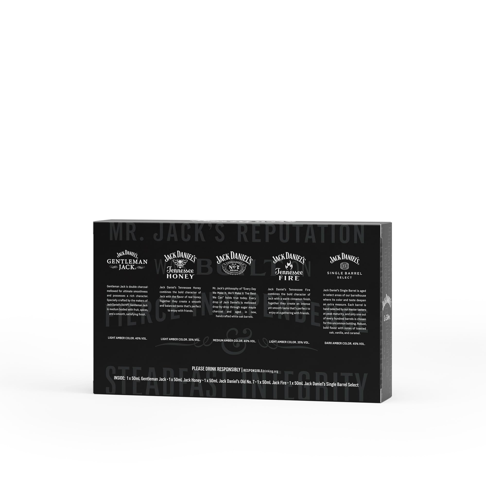 Jack Daniel's Tennessee Whiskey Pack 5 Botellas Miniaturas, Caja Para Regalar, 5 x 50 ml