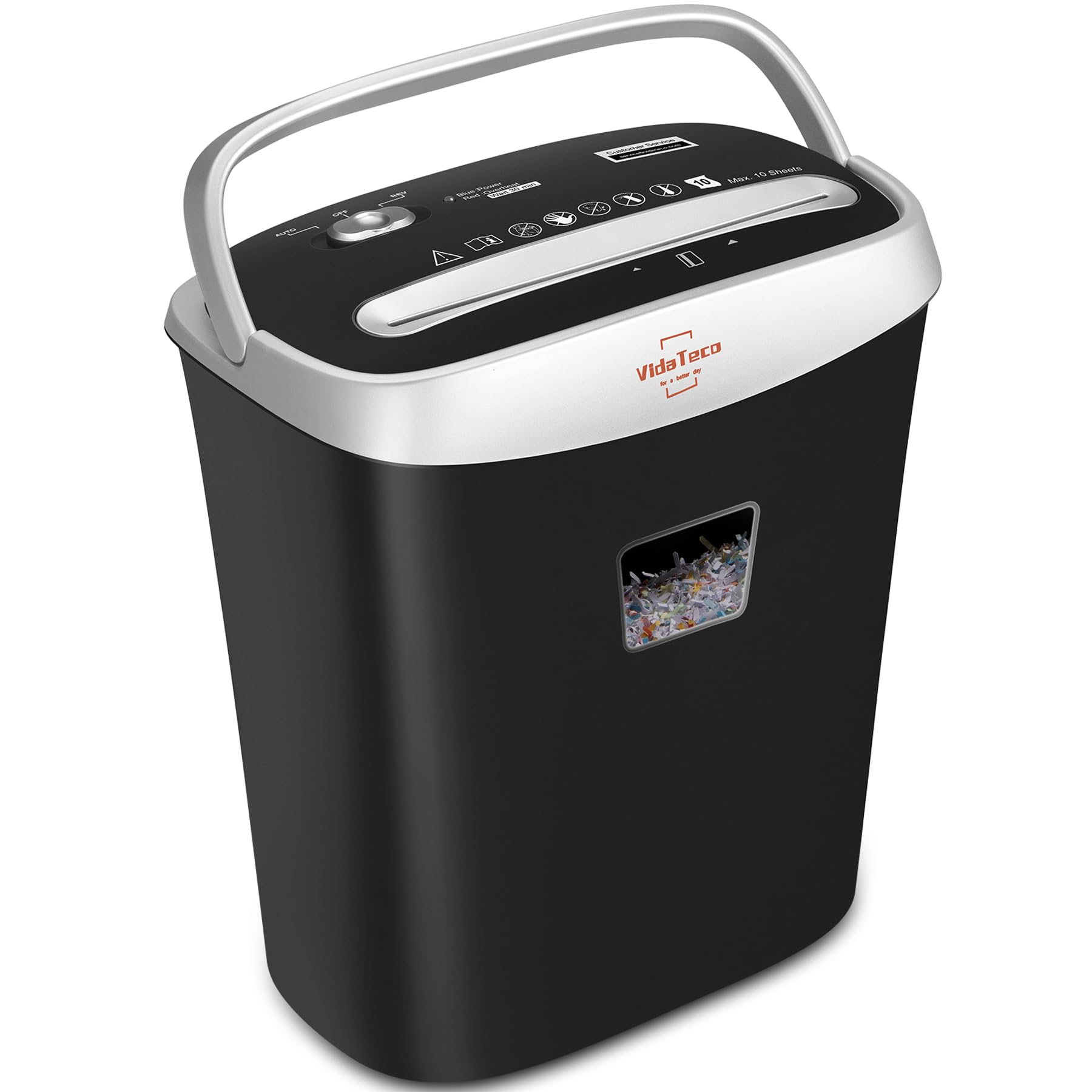 Paper Shredder for Home Office Heavy Duty with 60 Mins Running with US Patented Cutter,Shred CD/Card with Extra Large Bin,AUTO Jam Proof(ETL) (10-Sheet Micro-Cut)