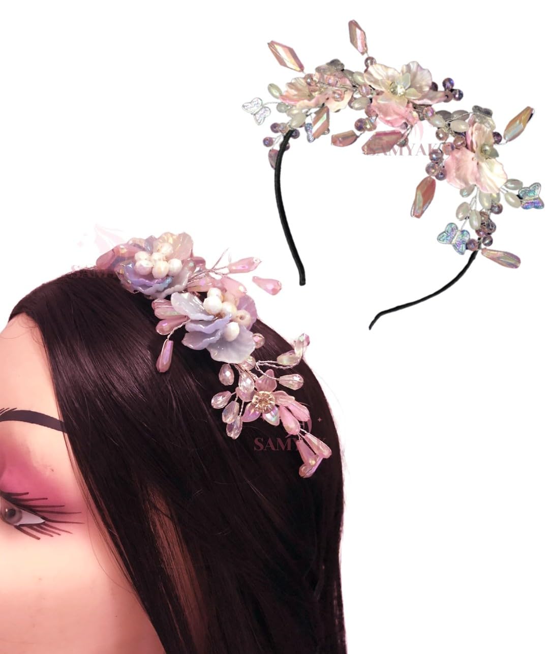 Samyak Pearl & Crystal Hair Band Accessories For Women & Girls, Stylish Tiara Headband For Wedding Party Juda Bun Fashion For Bridal Hair Decoration Accessory (Pink, Pearl & Crystal) (B0CW35TK1N) Amazon Price History, Amazon Price Tracker
