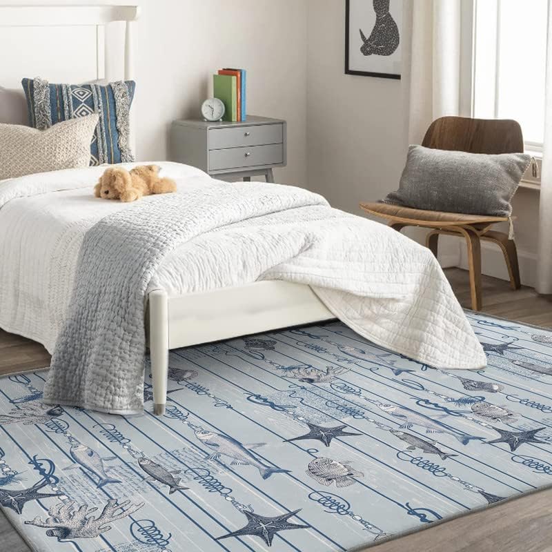 Miniatura 9 de Alfombras lavables para entrada, sala de estar, dormitorio, alfombra de peces y decoración del hogar, alfombra de área de pesca de 2 x 3 pulgadas