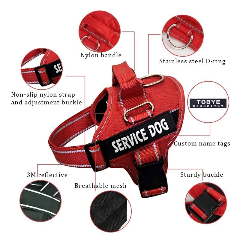 Pettorina per Cani Anti-tiro Personalizzata Pettorina per Cani in Nylon Pettorina per Animali Domestici Riflettente per Esterni Imbottitura in Rete Traspirante Nylon (Rosso XL)