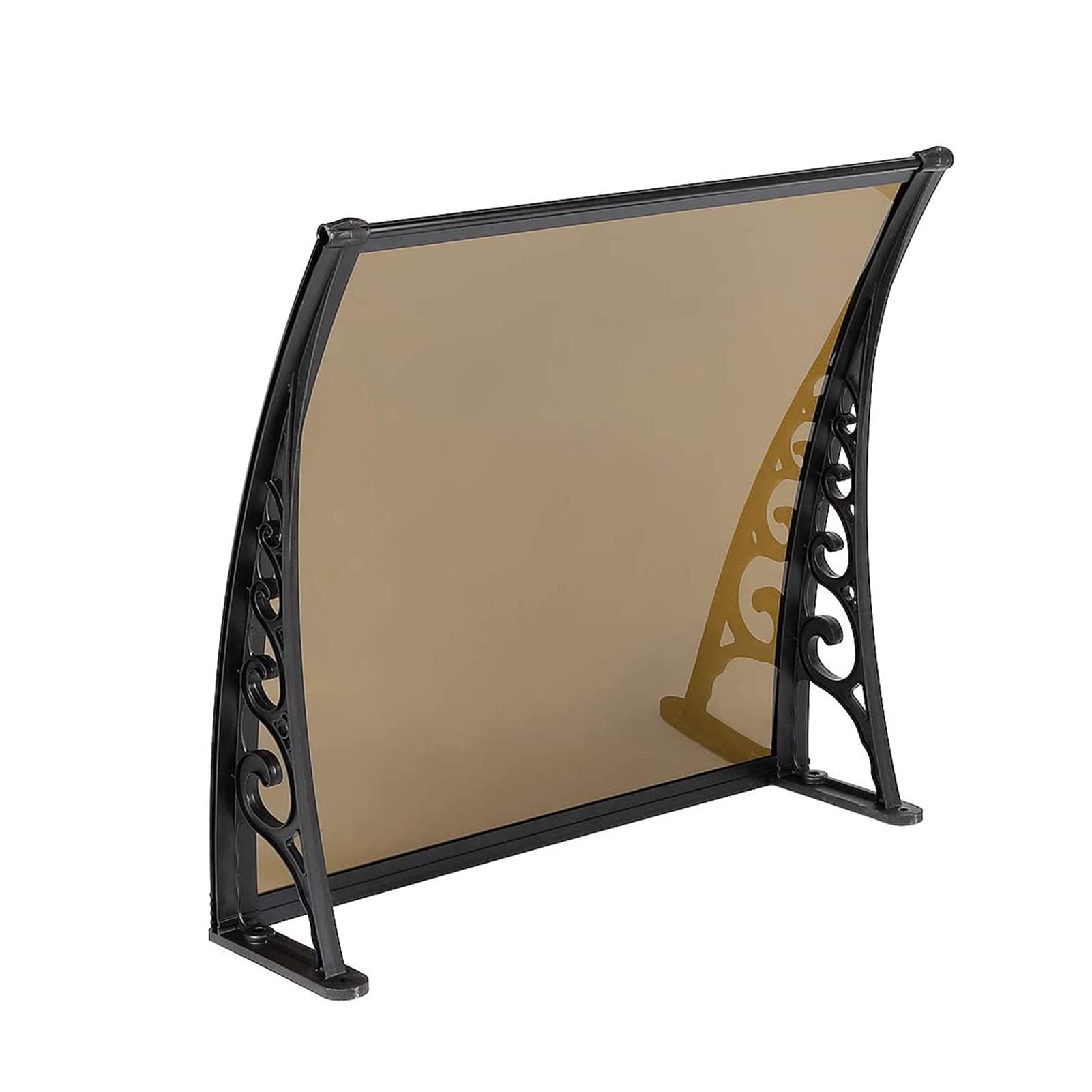 LWJSOCP Polycarbonate Door Canopy 150x300cm Stylish Brown Outdoor Awning with Aluminum Brackets Sun & Rain Protection for Home Entryway Entrance Cover