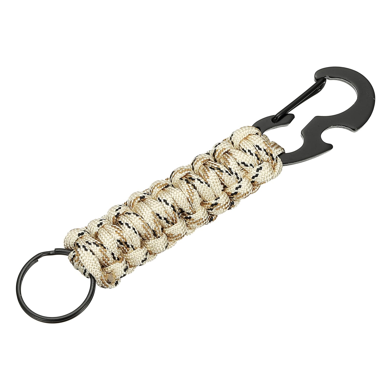 PATIKIL Heavy Duty Braided Paracord Keychain, Paracord Keychains Landyard Necklace with Bottle Opener D Hook Clip for Camping Hiking Outdoor Activities Key Ring, Desert Camo