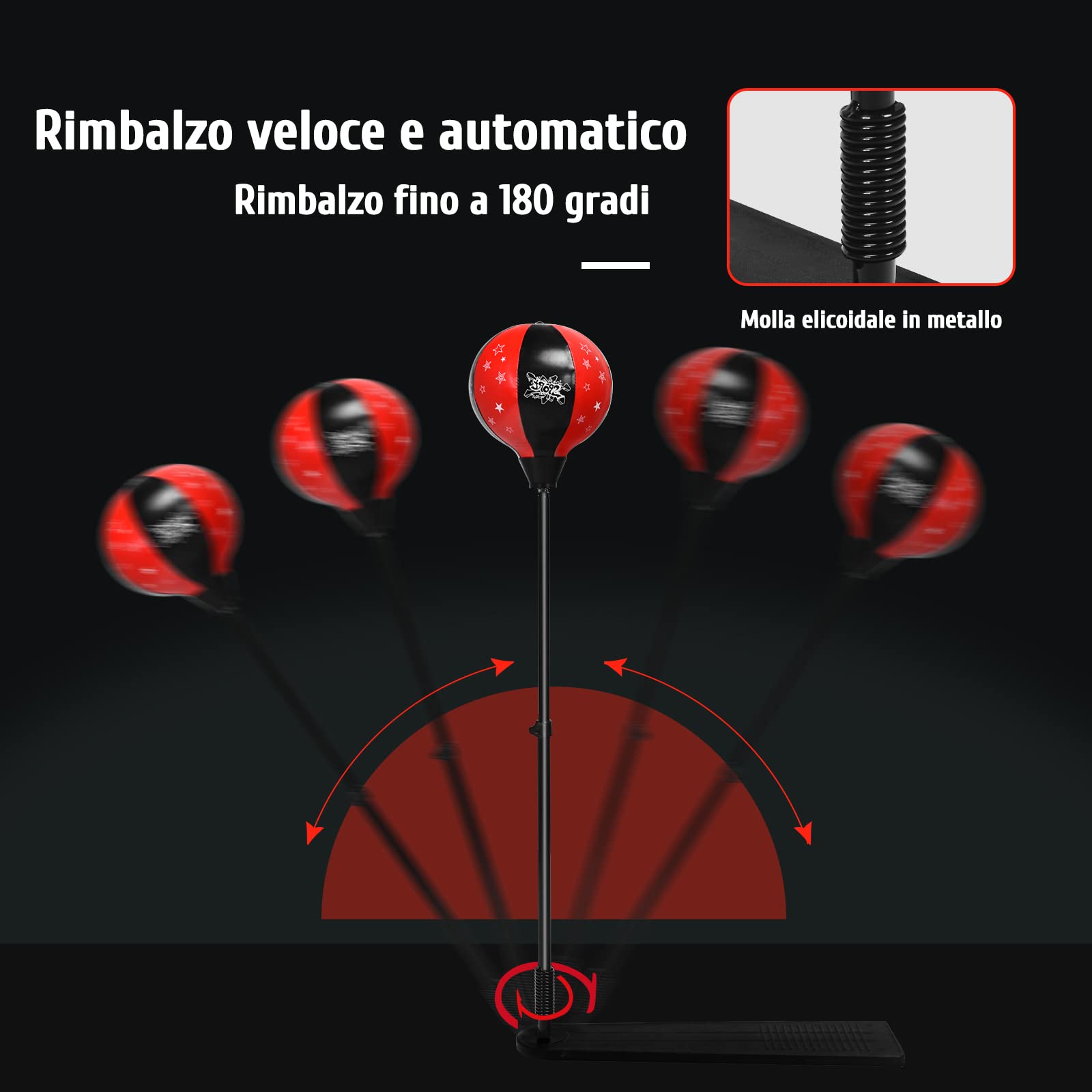 COSTWAY Punching Ball per Bambini e Adulti, Pungiball con Guanti e Pompa Manuale, Sacco da Boxe da Terra Altezza Regolabile 85-130cm