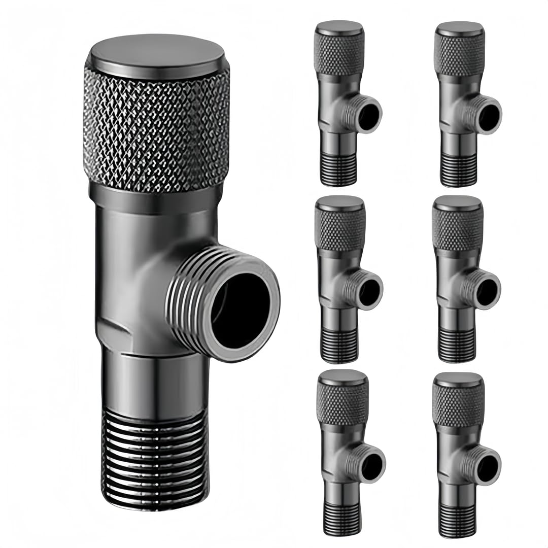 Grifo De Cierre Para Wc 2 Piezas De Latón Para Agua Caliente Y Fría Válvula De Ángulo G1/2 Interruptor De Calentador De Agua Engrosado Universal Para Uso Doméstico 7 Piezas