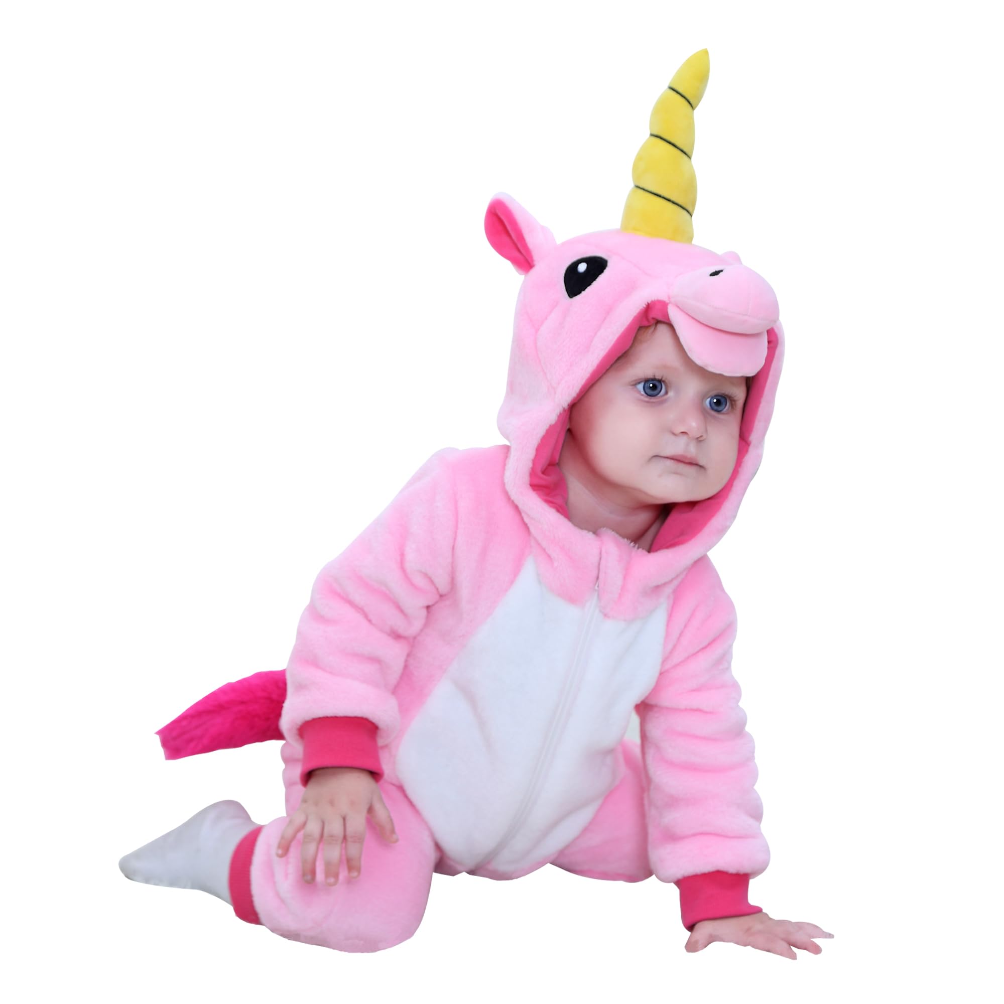 Doladola Baby Boys Girls Flannel Animal Hooded Unicorn Rompers Toddler's Jumpsuits Infant Outfit(18-24 Months,Pink)