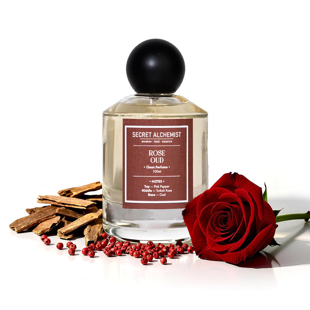 Secret Alchemist Rose Oud Eau de Parfum 100ml | Long Lasting Unisex Clean Perfume for Women & Men | Floral Woody | |High Concentration, Free from Phthalates, Gift, Day, Work & Night Wear