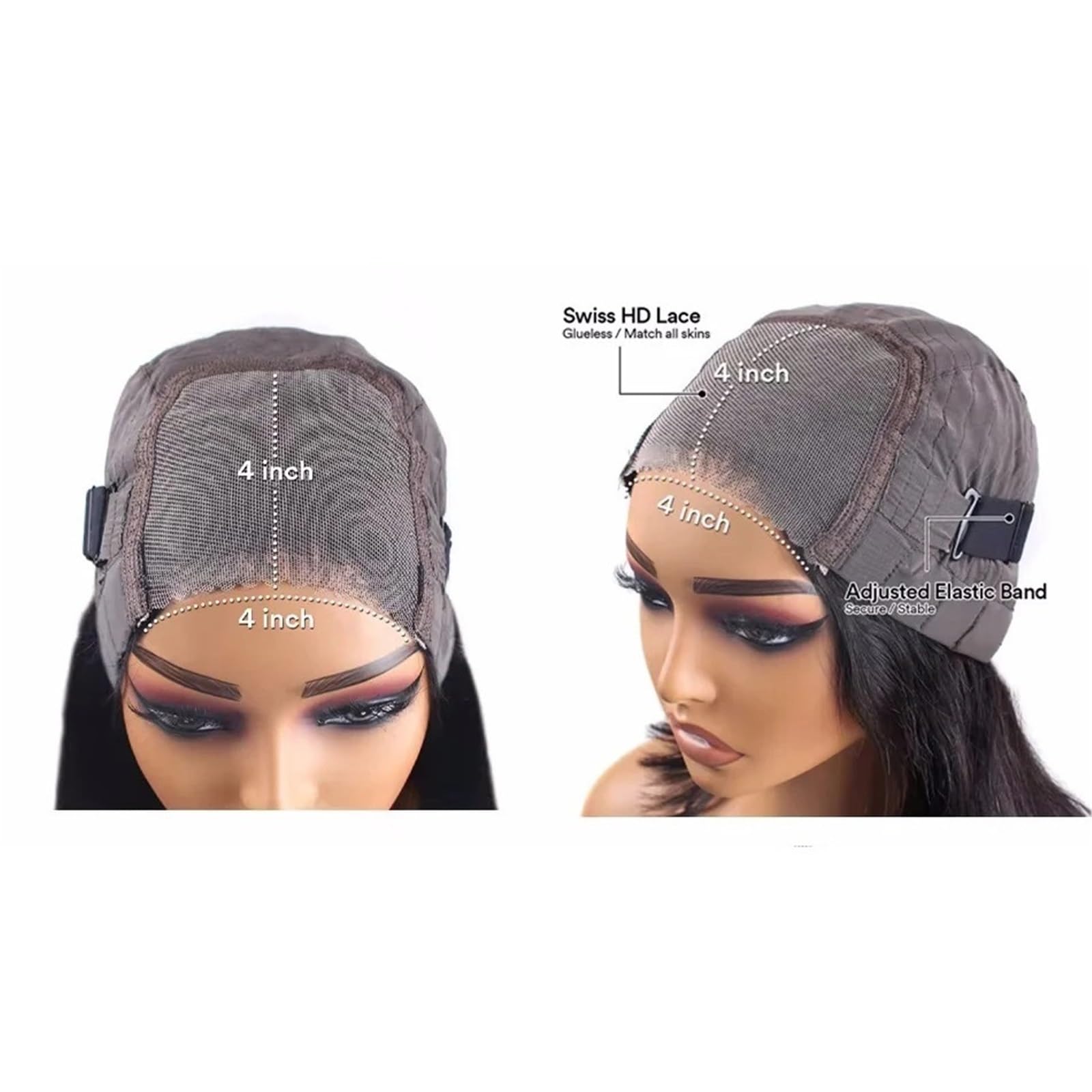 Parrucca Parrucche bob corte anteriori in pizzo ricci 4x4 senza colla(14inches)
