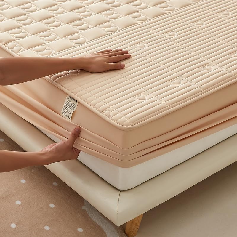 Coprimaterasso Impermeabile, Copertura Completa con Angoli Elasticizzati e Tasche Profonde, Si Adatta a materassi Fino a 28 cm di Spessore, Morbido e Silenzioso (Kaki, 180x200 cm)