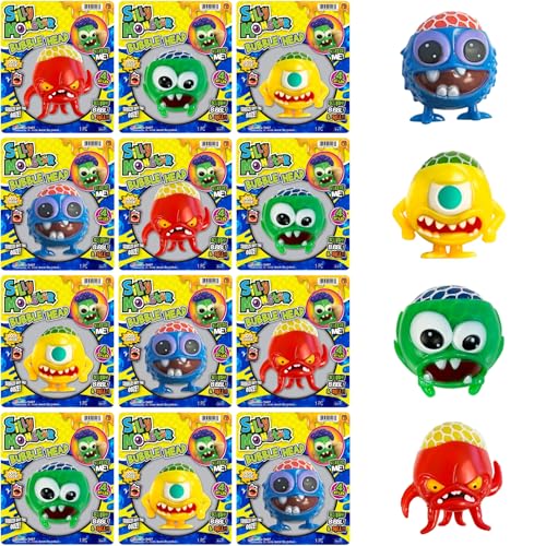 JA-RU Squishy Monster Bubble Head - Mesh Stress Balls for Kids (12 Pack) – Squishy Ball with Net, Sensory Stress Relief Toy, Party Favors, Goodie Bag Stuffers & Prizes. 5497-12s