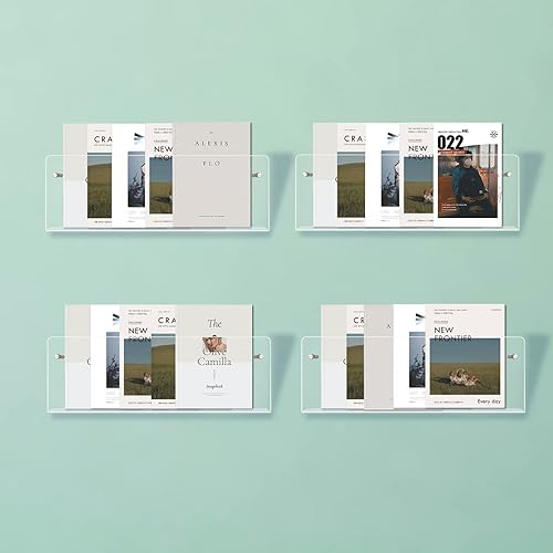 Miniatura 9 de Paquete de 2 soportes acrílicos para folletos, soporte de pared transparente para colgar revistas, estante de cómics, organizador de almacenamiento