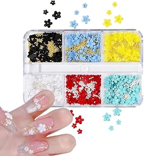 زهور ثلاثية الأبعاد لتزيين الأظافر بـ 6 ألوان، زهور اكريليك ثلاثية الأبعاد مزينة بأحجار راين ولؤلؤ، لون أبيض ووردي ولون أزهار الكرز الربيعية، مستلزمات لتصميمات المانيكير وتزيين الأظافر بنفسك