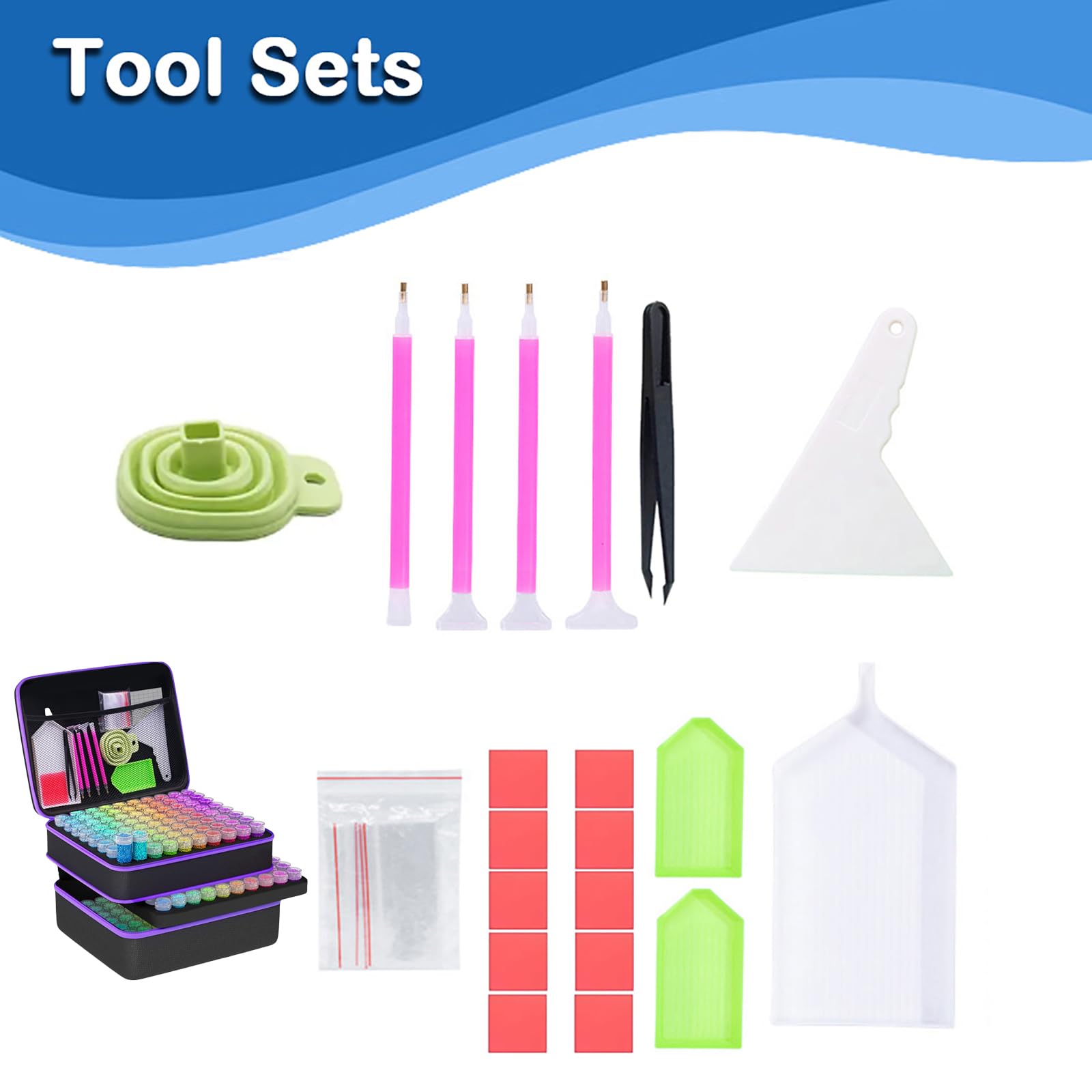 RATSTONE Diamond Painting Kit,240 Pezzi Di Bottigliette,Con Scatola,Imbuto,Adesivi e Altri Accessori,Adatto Per La Pittura a Diamante,La Conservazione,Ecc.